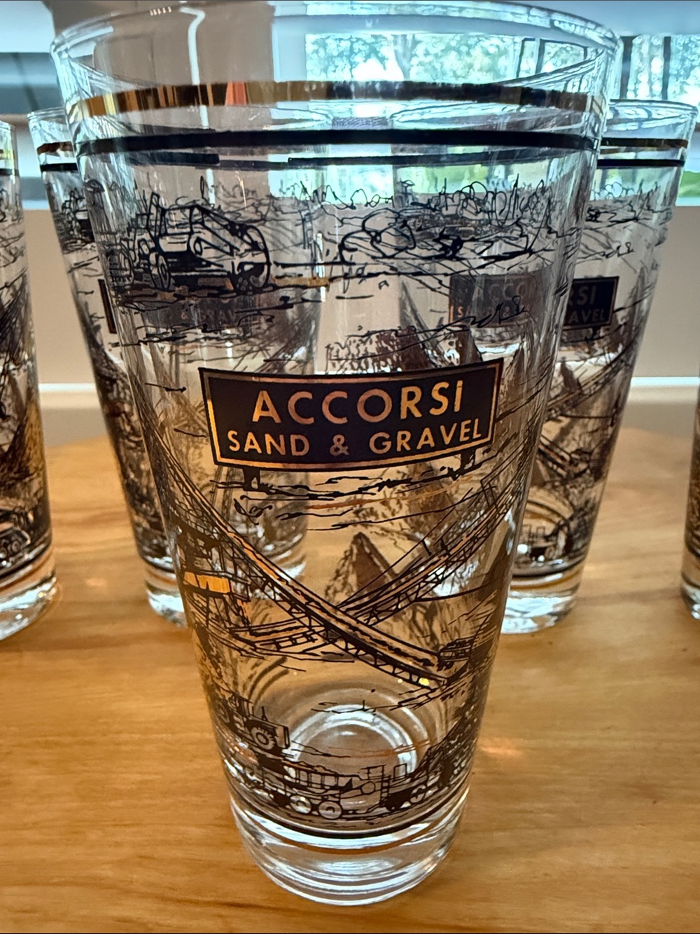 Vintage Accorsi Sand & Gravel Promotional Glasses – Set of 5